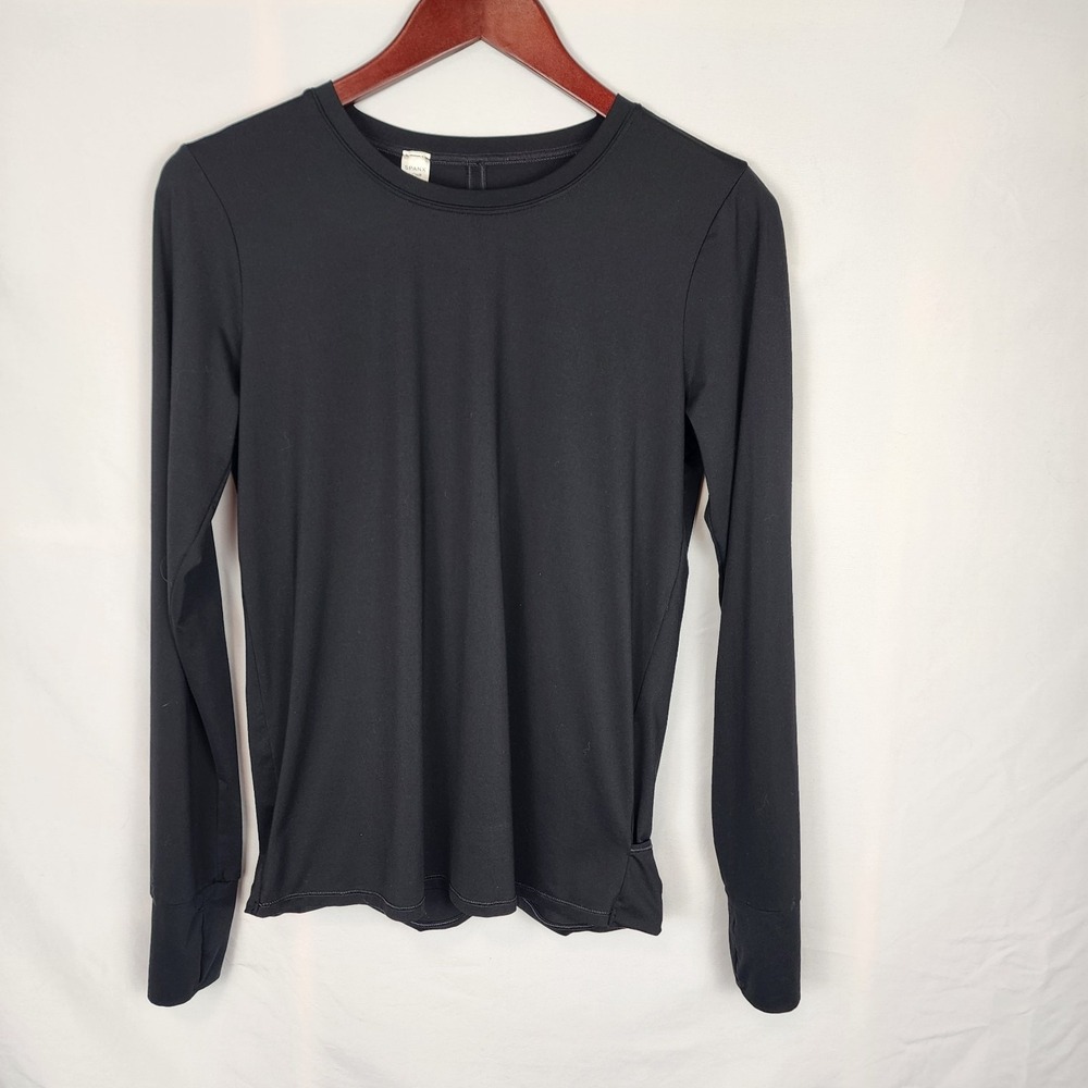 Spanx Soft Spot Wrap Back Long Sleeve Black Top Women's Size Small‎